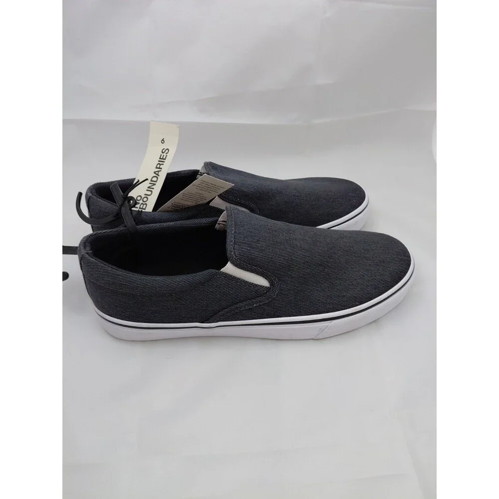 No Boundaries Men's Slip-On Memory Foam Canvas Casual Shoes Denim Size 9